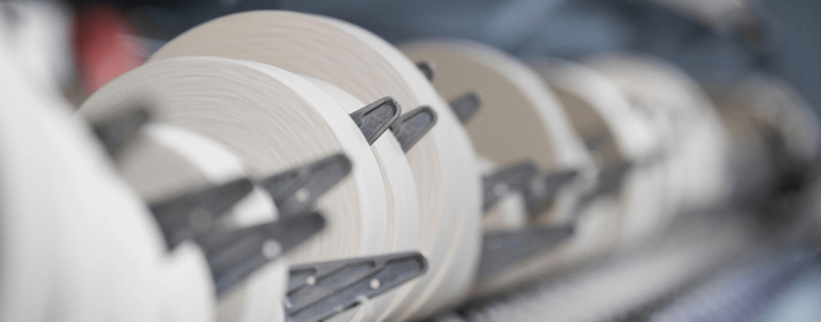 A close up of Gildan's yarn cones in the yarn-spinning facility.