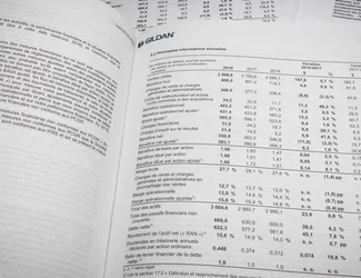 A close-up image of Gildan’s financial reporting.