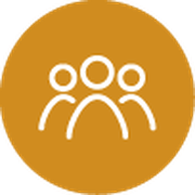 Un círculo naranja con un icono blanco que representa a una persona en el medio.
